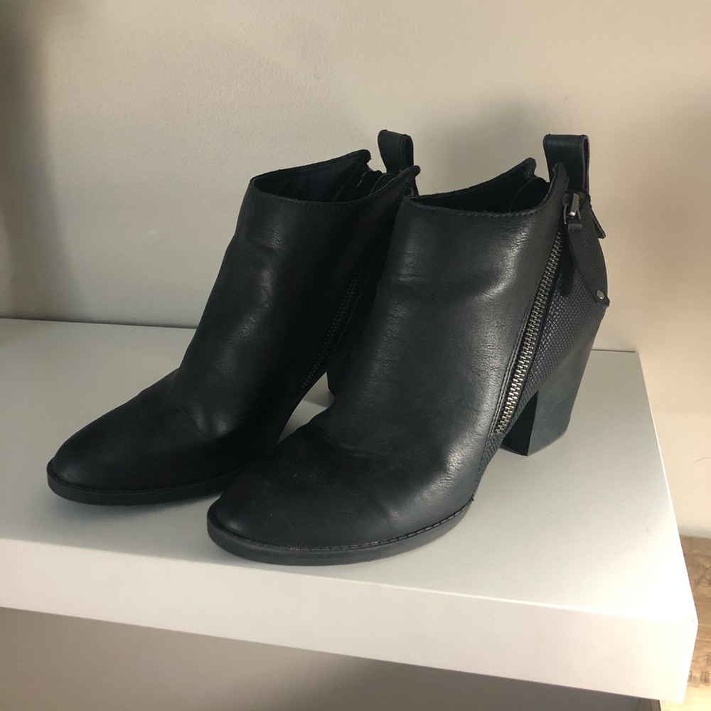 Black leather booties